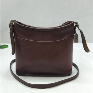Coach Brown Leather Zipper Closure Crossbody Bag - Vintage Made in USA